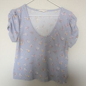 Floral V-Neck Women Top